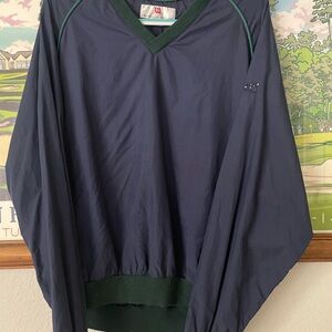 Vintage Wilson Golf V-Neck Pullover Windbreaker Navy Green Mens M Long Sleeve